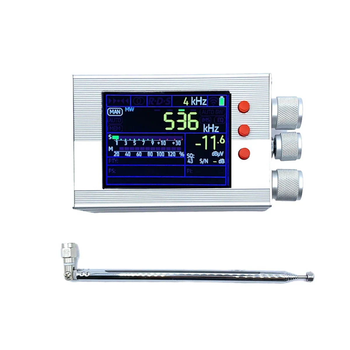 

T06C-Full Band TEF6686 FM/AM Short Long Wave High Frequency Radio Receiver Telescopic Antenna Silver 144Khz-27000Khz