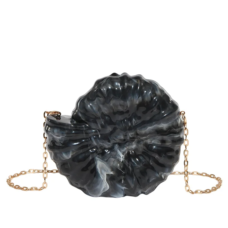 Fashionable Conch Shell-shaped Ladies' Evening Bag Trendy Acrylic Box Clutches Female Chain Shoulder Bag Party Wedding Purse
