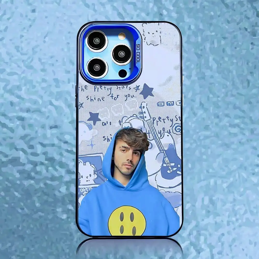 حافظة هاتف F-Fede V-Vigevani لهاتف iPhone 16,15,14,13,12,11,Pro,Max,Plus,Mini,SE غطاء خلفي ليزر أزرق غير لامع