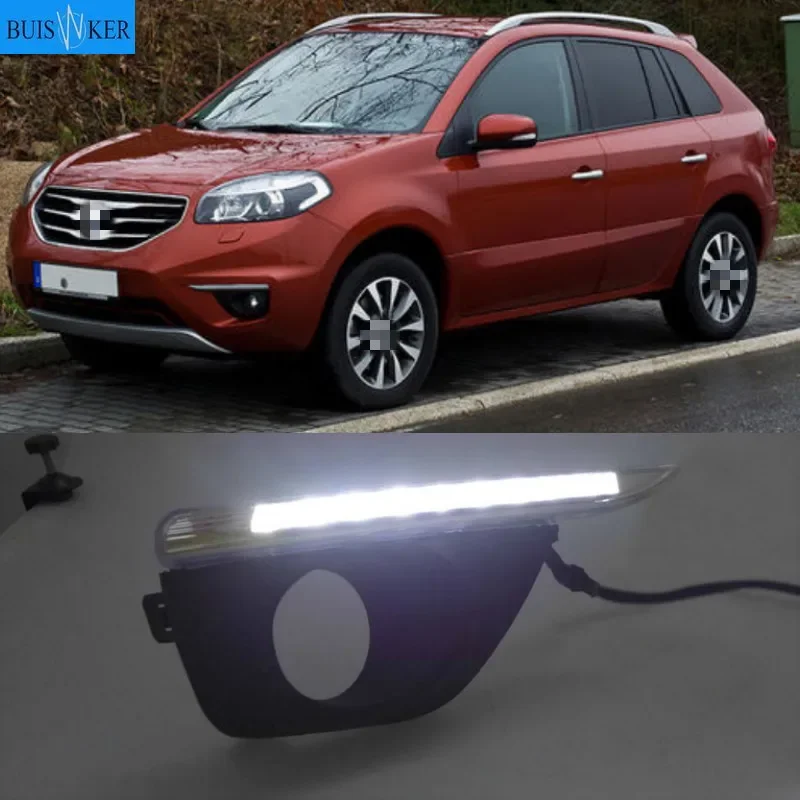 

For Renault Koleos 2011 - 2014 Super Brightness Waterproof ABS Car DRL 12V LED Daytime Running Light With Fog Lamp Cover