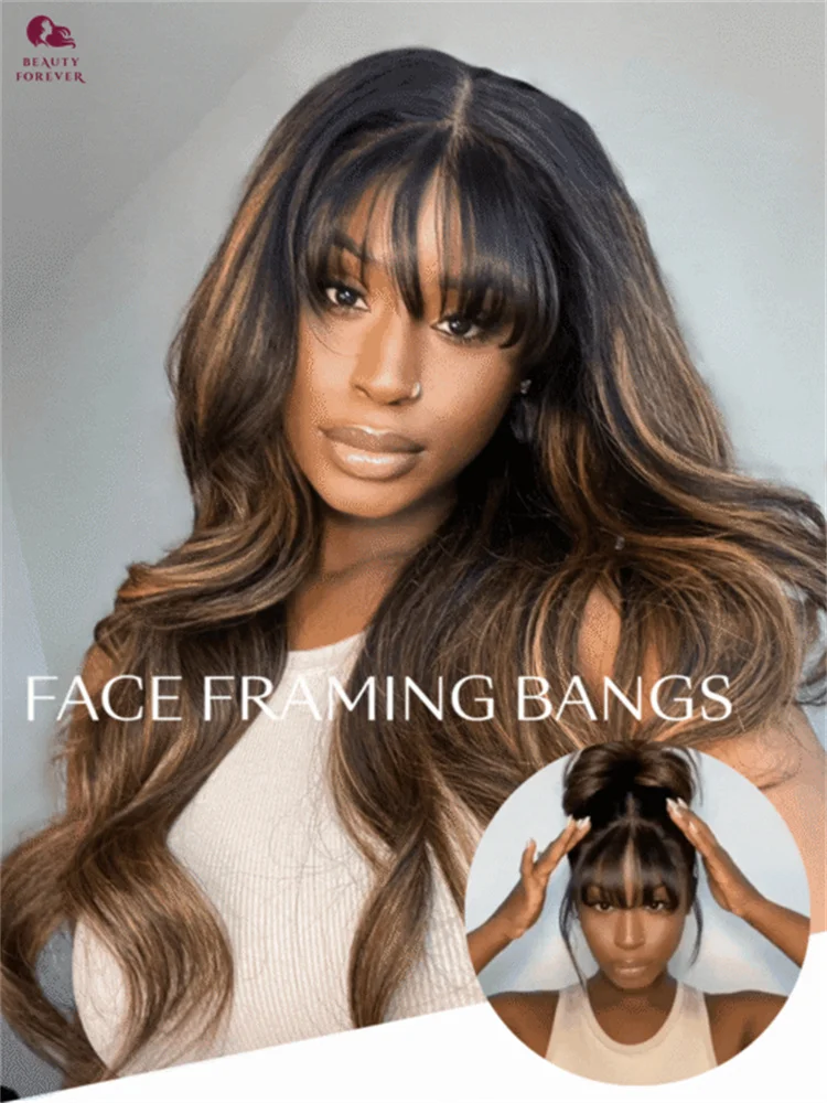 

Beautyforever Balayage Highlight Lace Frontal Glueless Wig 3D Body Wave Lace Front Human Hair Wigs With Invisi Drawstring