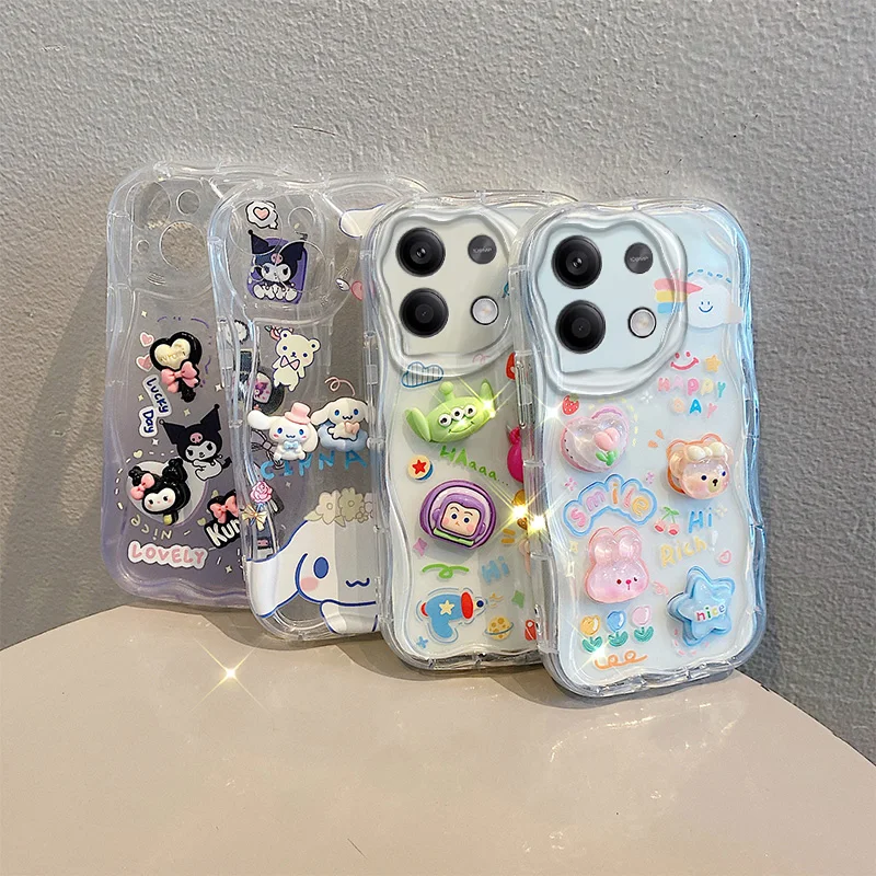 3D Kuromi Cartoon Phone Case For Xiaomi Redmi 13C 12C 12 11A 10 10C 9C 9A 9i A3 A2 A1 Plus With Wrist Chain Cute Bear Cover