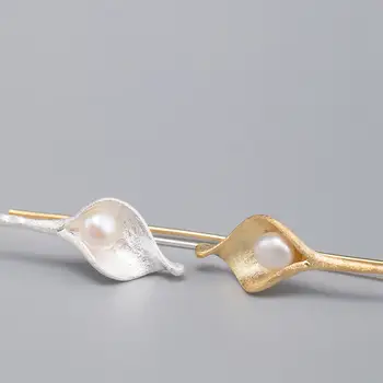 Lotus Fun 925純銀時尚馬蹄蓮珍珠長款吊墜耳環,女士禮物,約會佳品,高品質精美珠寶 12 最佳銷售 蓮花樂趣 - №11