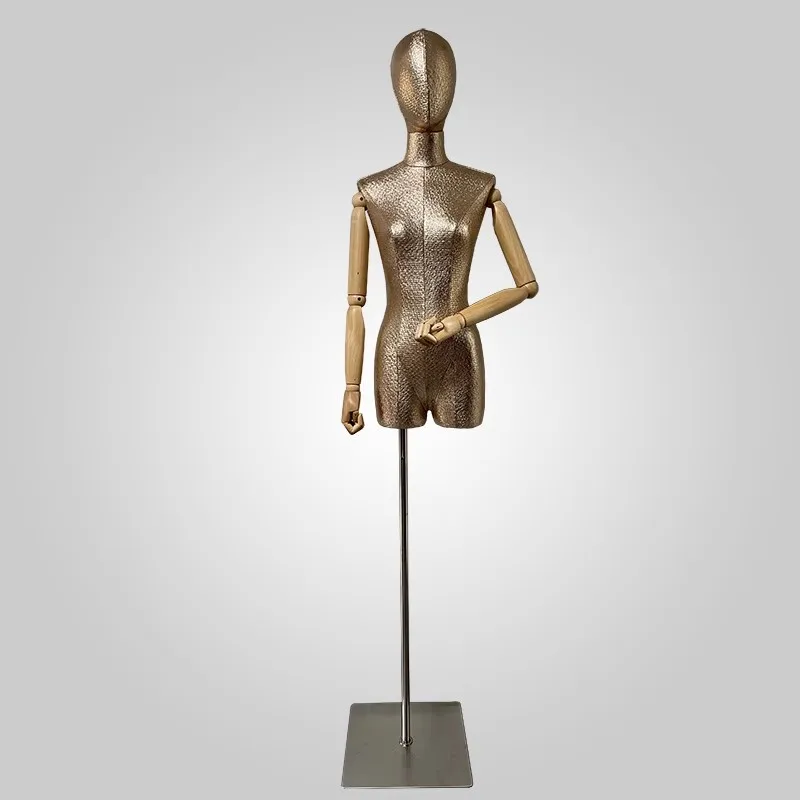 

New Arrival Female Half-Body Mannequin Silver Metal Base for Clothing Store Window Clothes Display Props