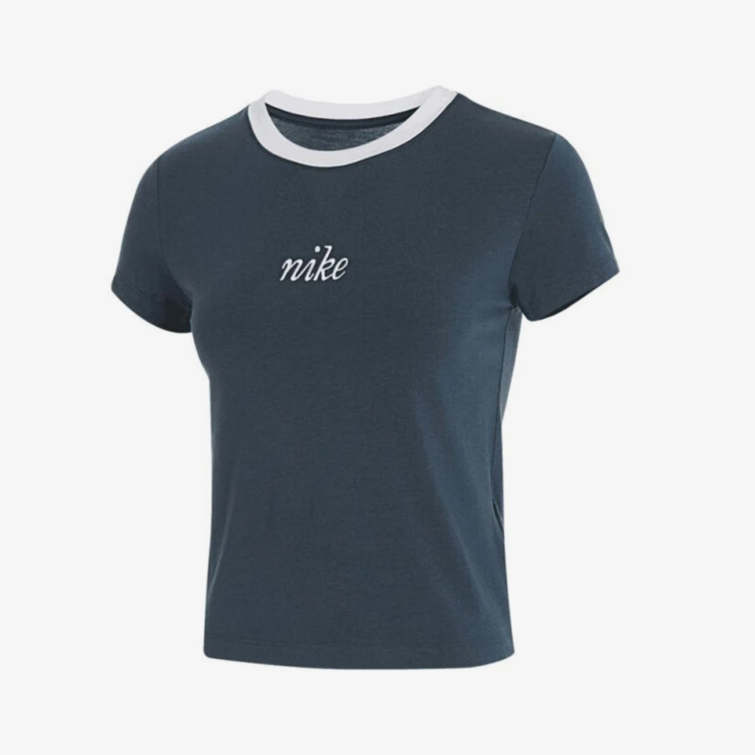 

Nike Официальный подлинный осенний новый женский облегающий повседневный спортивный топ с круглым вырезом и коротким рукавом HF8820-478