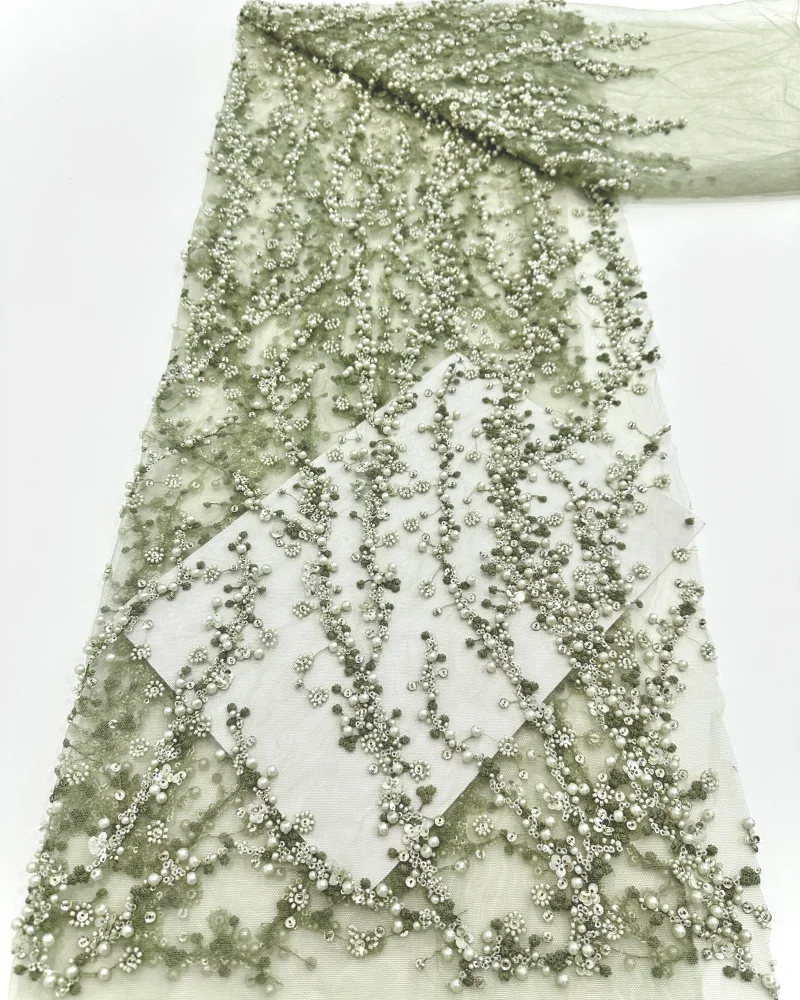 Africa Nigerian Beaded French Mesh Lace With Sequins High Quality 2025 Embroidery Lace Sequins Lace For Wedding Dresses Women