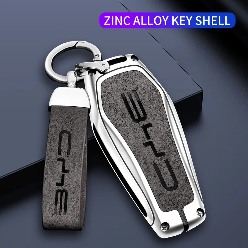 Zinc Alloy Car Key Case Cover for BYD Song Plus Pro Seal u dm i Dolphin Mini Atto 3 EV Protector Shell Auto Accessories