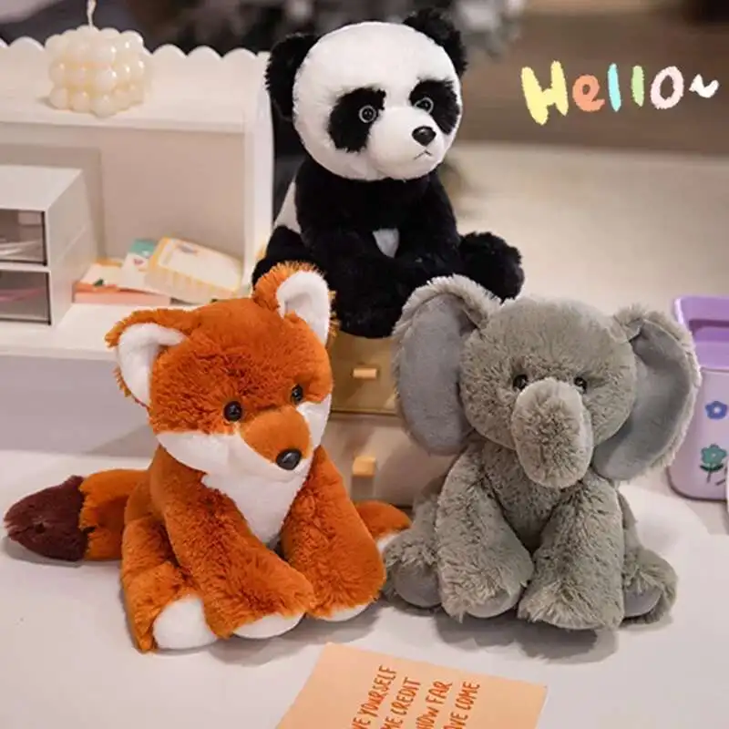 

New Cartoon Animal Panda Bear Fox Raccoon Elephant Giraffe Frog Plush Toy Stuffed Doll Toys Birthday Christmas Gift