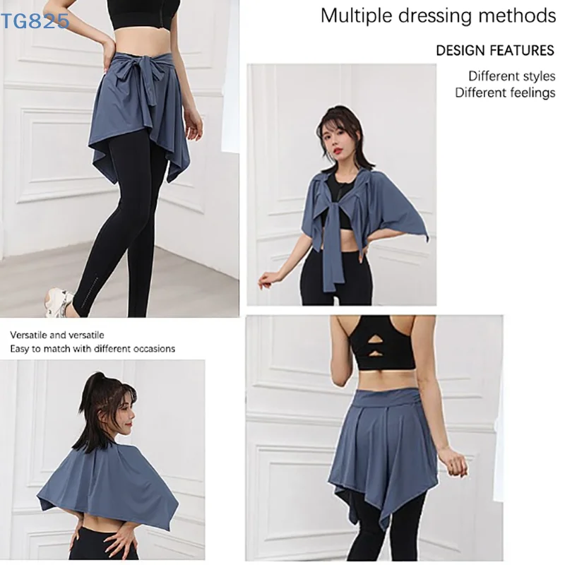 【AN】【AN】Yoga Sports Long Strap Cover Up Shawl Scarf Workout Tennis Short Skirt For Women Dance Outer Wrap Skirt Prevent Exposure