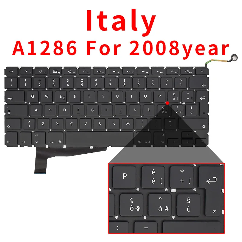 New A1286 For Macbook Pro 15" Replacement Keyboard US UK Russian French Spain Arabic Version 2009 2010 2011 2012 Year