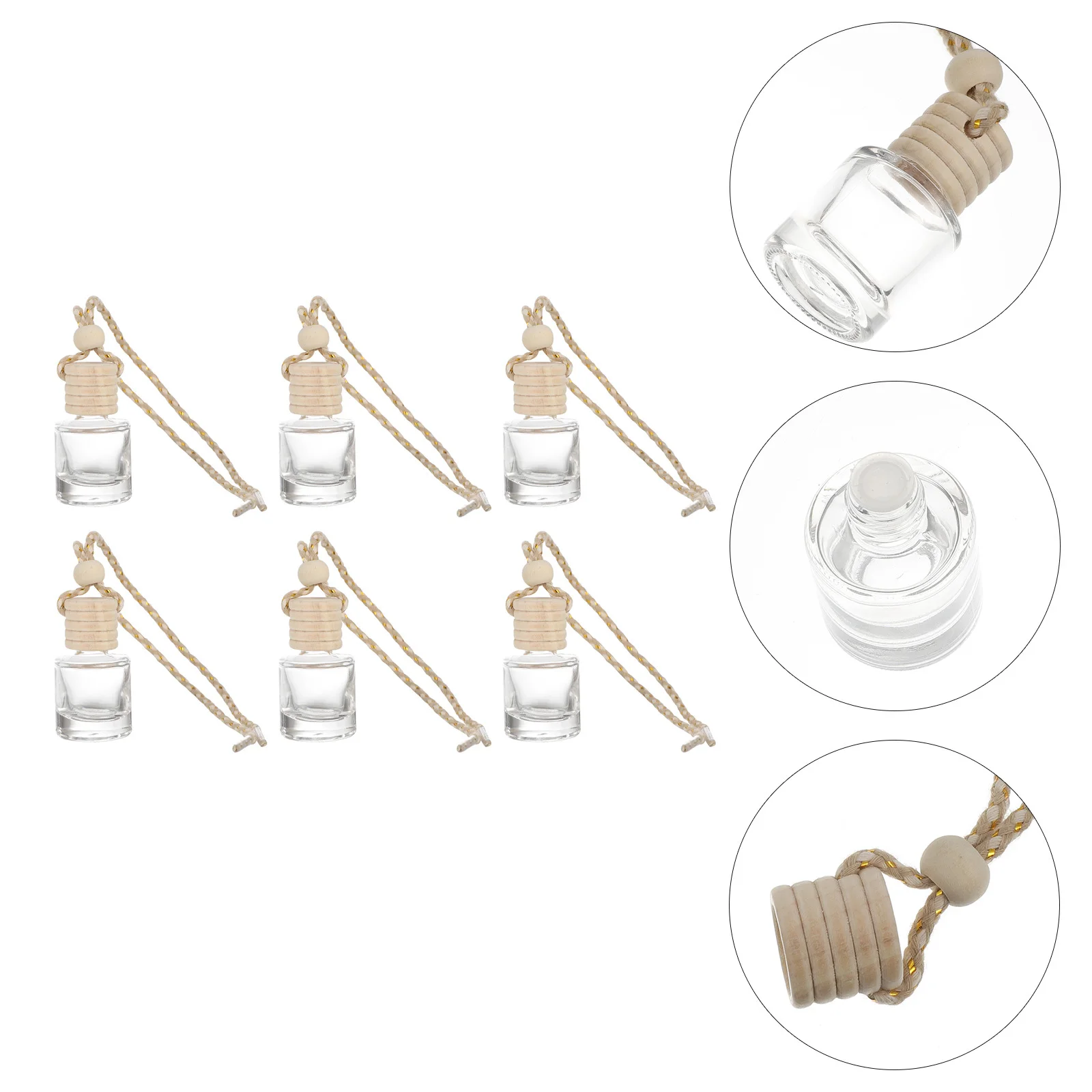 

6Pcs Car Aromatherapy Bottles Hanging Pendant Fine Craftsmanship Luxury Car Decoration Accessory for Home Office Wardrobe