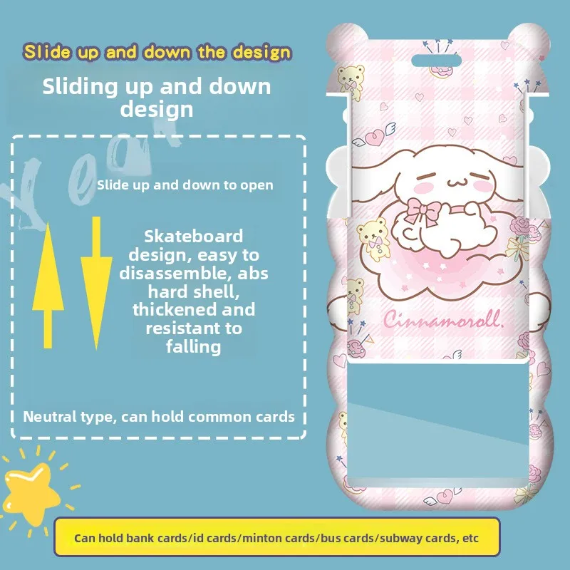 Estojo para cartão Canela Dog Wave – cordão longo para crianças, estudantes e jardim de infância