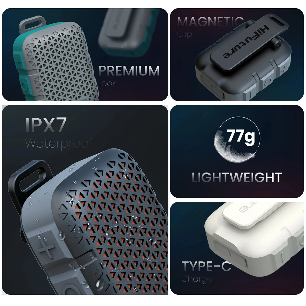 HiFuture Pocket S Bluetooth Outdoor Speaker Mini Wearable Portable Lightweight Waterproof