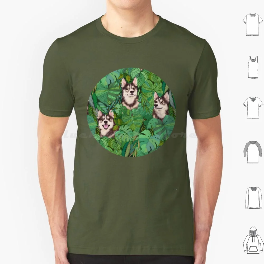 Pomsky Garden T Shirt 6xl Cotton Cool Tee Dog Portrait Pet Puppy Pomsky Pomskies Pomeranian Husky Dogs Leaf Leaves Garden