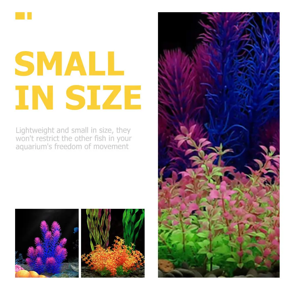 

7Pcs Colorful Simulation Aquarium Plants Artificial Fish Tank Landscape Ornaments Natural-Look Fish Hiding Accessories