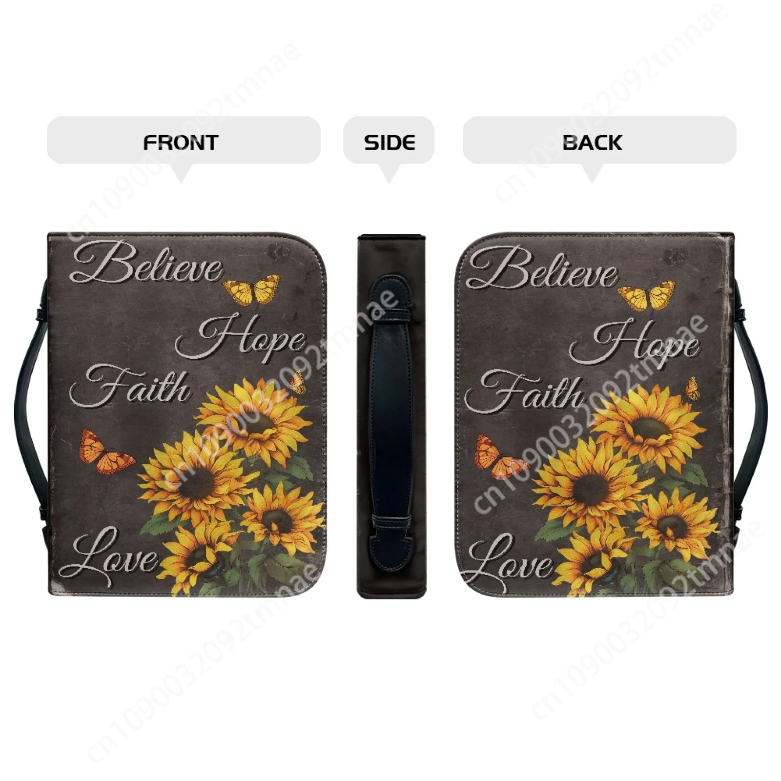 

Butterfly Sunflowers 3D Custom Leather Bible Bag for Women Men Handle Handbags Bible Hymns Bible Cover Case Carrying Bags