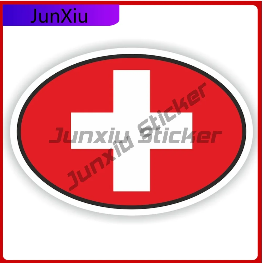 

SWITZERLAND Oval Sticker with Flag Funny Boat Motorcycle Waterproof Auto Accessories Vinyl Decal For Car Truck SUV Window