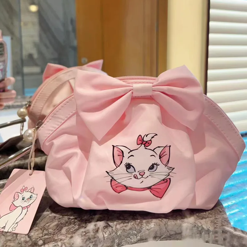 2024 New Disney Marie Cat Makeup bag Storage Bag Cute Cartoon Anime Pink Marie Cat Plush Storage Bag Gifts for Kids Girls