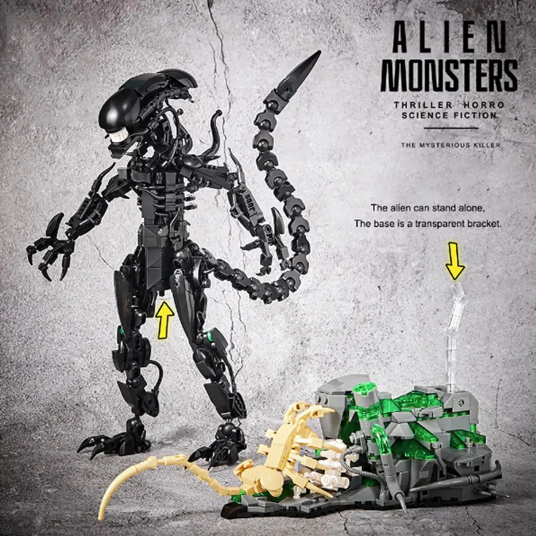 

Набор строительных блоков 7048 Alien Monsters Model 958 деталей, серия MOC Xenomorph, креативный конструктор по мотивам фильмов, подарок для детей