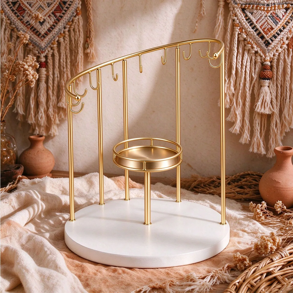 Gold detachable jewelry storage rack desktop earrings necklace bracelet display rack dressing table jewelry hanging rack