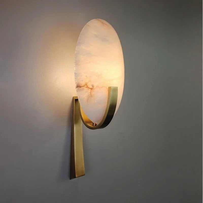 Full copper living room background wall wall lamp postmodern design aisle bedroom bedside Spanish marble decorative lamp