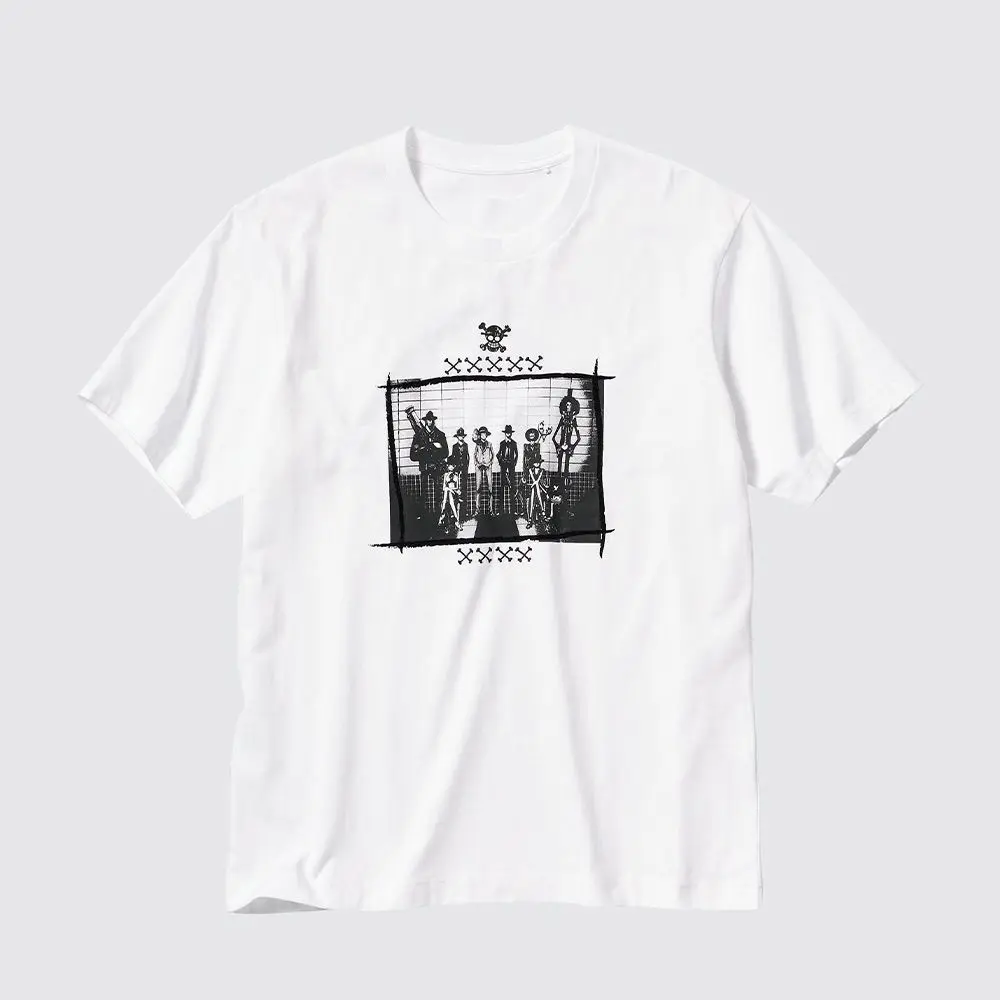 Bandai New White One Piece Anime T Shirt Crew Neck Short Sleeve Cotton Loose Tops Streetwear for Men Women