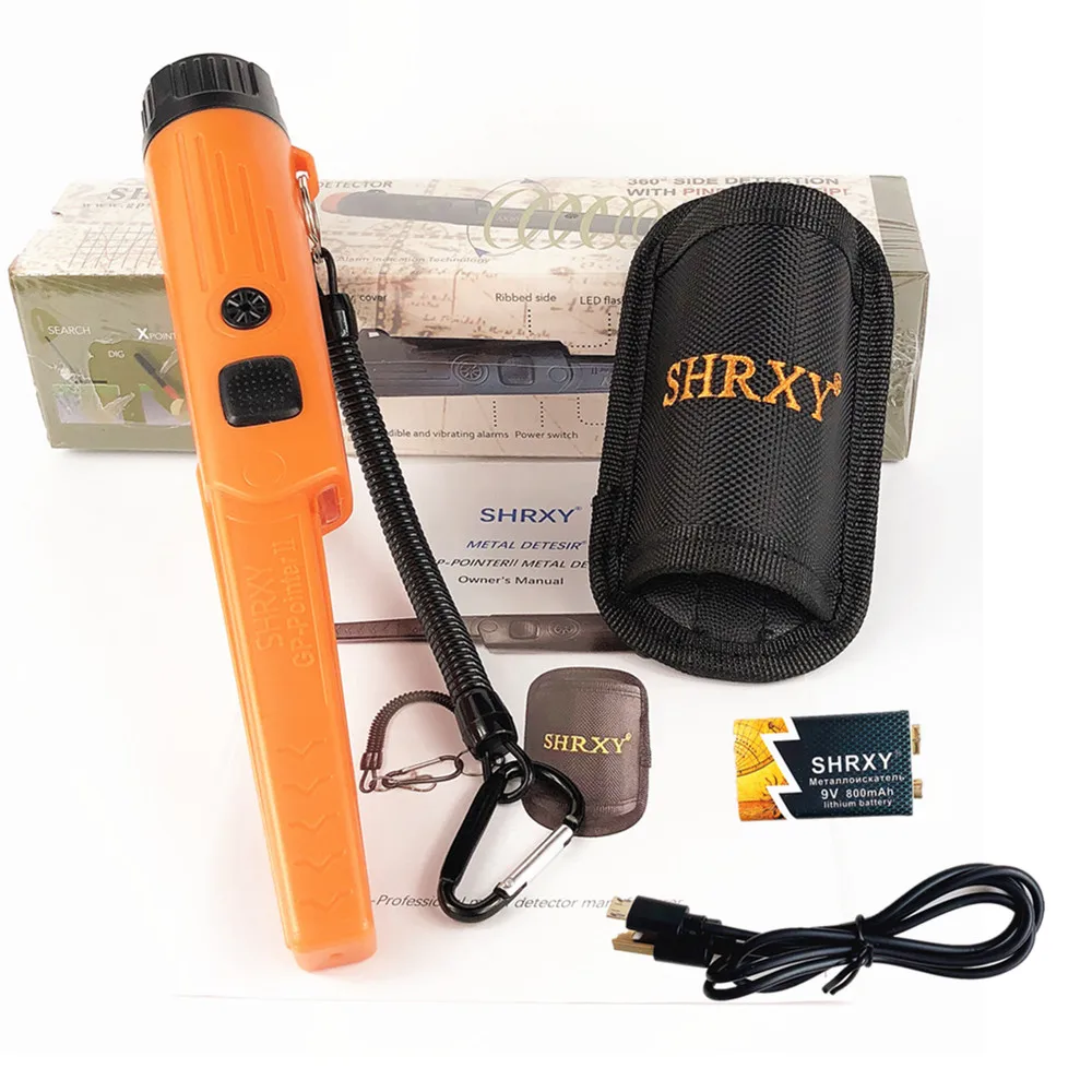 

SHRXY Metal Detector Pointer TRX Pinpoint GPII Waterproof Hand Held Static Induction with 9V USB Rechargeable Battery