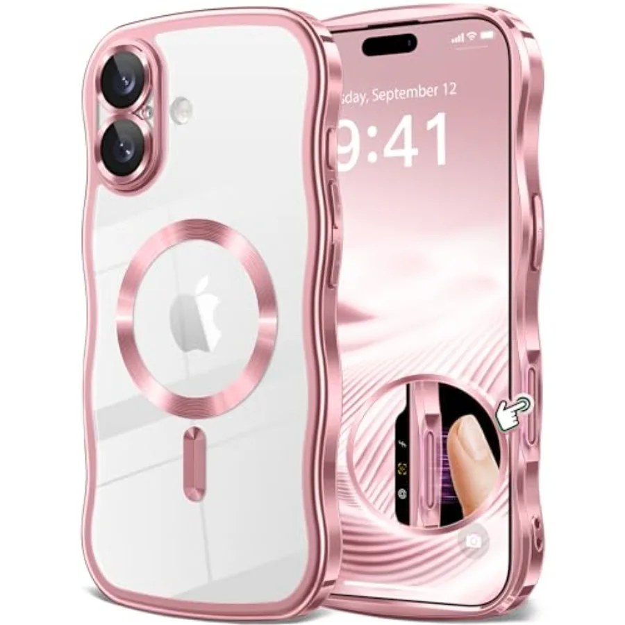 جراب iPhone 17 مع توافق MagSafe، حماية كاملة معززة للكاميرا، تصميم إطار مموج لطيف، نحيف مقاوم للصدمات