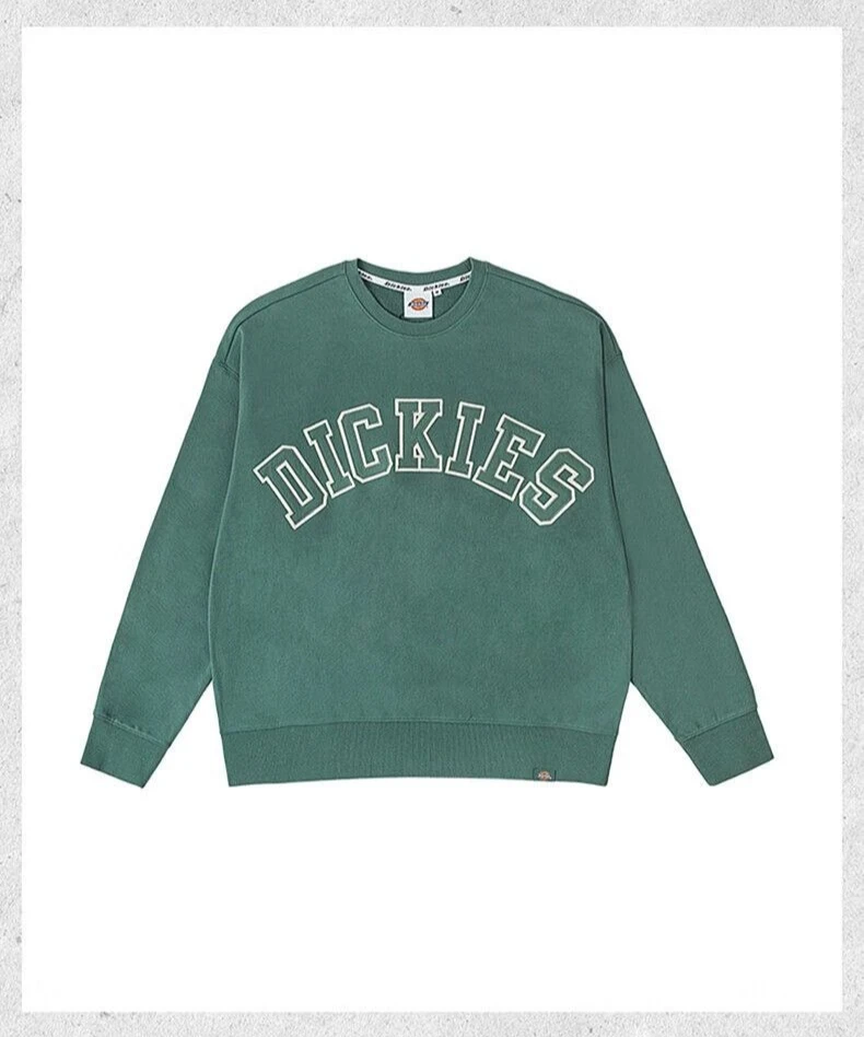 Dickies Letter Patch Crewneck Sweatshirt French Terry Loose Fit Vintage Unisex