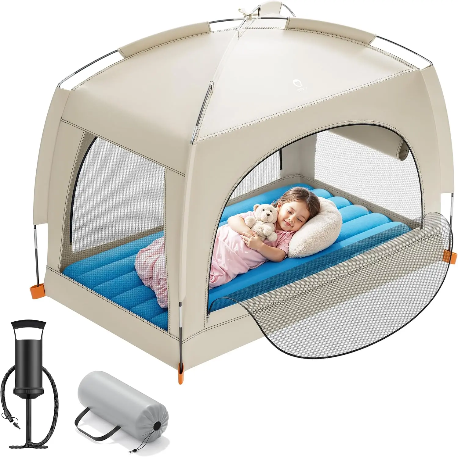 

Inflatable Toddler Travel Bed with Tent - Portable Air Mattress for Camping, Home & Outdoor Use Ages 3+