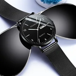Teenage Ultra-thin Watch Black Business Male Trend Watch Junior Quartz Night Glow Waterproof Electronic Watch Automatic Simple