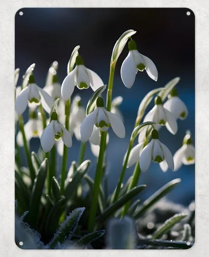 Snowdrop White Flowers Metal Poster Wall Tin Sign Man Cave Shed Home Plaque --Tin Sign