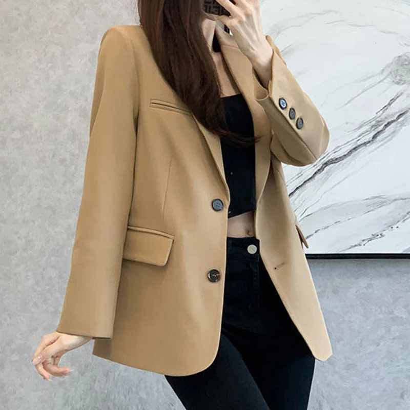 2022 Spring and Autumn New Suit Jacket Women\'s Casual Slim Student Small Suit Women Solid Cotton Winter