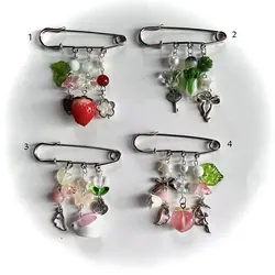 Strawberry Beaded Pins | Safety Pin Bag Charms, coquette core, y2k gift