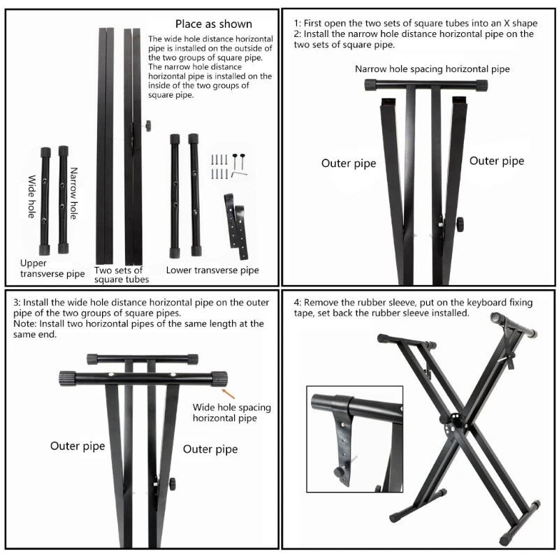 E-Piano-Halterung, angepasster stabiler Keyboard-Rack, angepasster E-Piano-Ständer, doppelt verstrebter Keyboard-Ständer