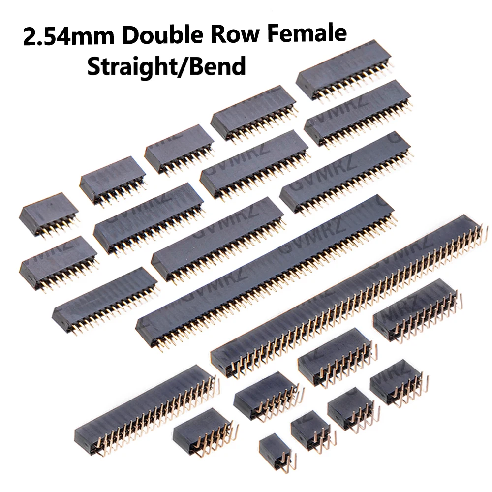 10pcs 2.54mm Double Row Female 2~40P PCB Board Right bend angle Pin Header socket Connector Pinheader 2x2/3/4/10/12/40