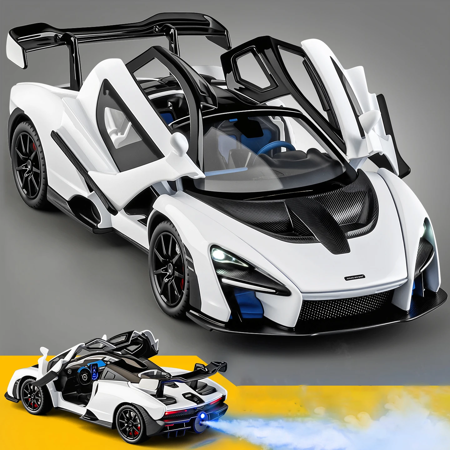 

1:24 Senna With Spray Supercar Alloy Car Model Sound and Light Pull Back Children's Toy Collectibles Birthday Gift