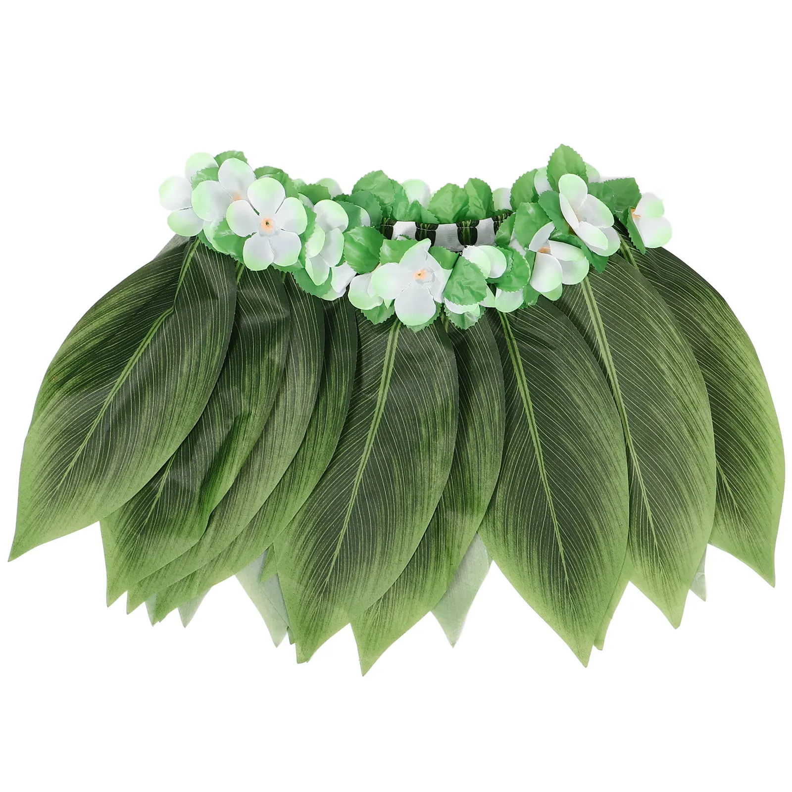 

Imitation Green-edged Floral Dress 30in Waist 15in Length Fabric Silk Leaves Artificial Flowers Luau Party Costume Beach Island