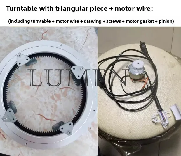 250mm Aluminium Alloy Rotating Turntable with 220V Motor Speed 3RPM Diameter for Dining Table Exhibit Show Display Swivel Plate