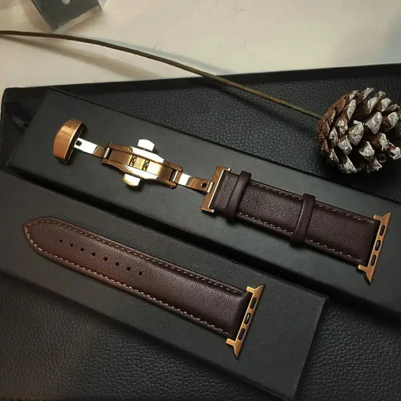 

Genuine Leather strap For Apple watch band 44mm 40mm 49mm 45mm 41mm 42mm 38mm 45 mm bracelet iwatch series 3 SE 6 7 8 9 ultra 2