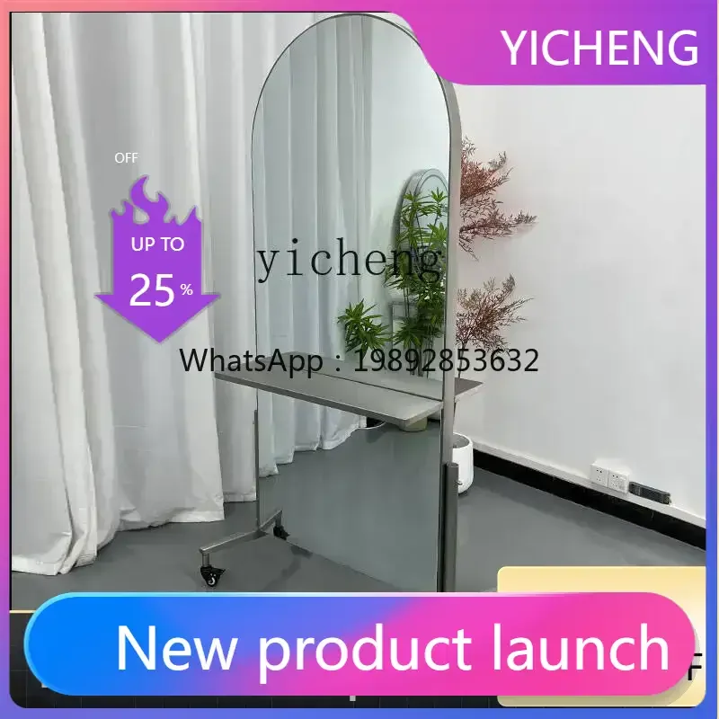 

J1 barber mirror table double-sided door type stainless steel hair cutting mirror beauty salon movable perm mirror