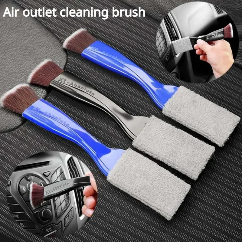 1PCS Car Cleaning Brush Dusting Remove Double Side For Air Conditioning Panel Gap Auto Wash Tools Car Meter Detailing Cleaner