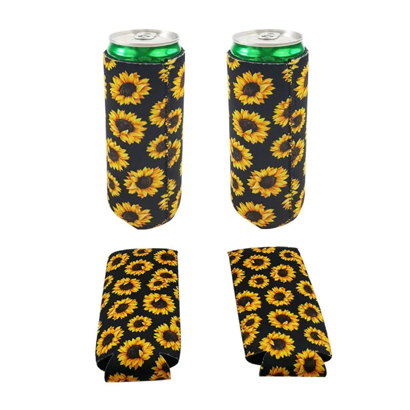 12 Pack Neoprene Koozies - Sunflower Baseball Themed Coolers - Perfect for 12oz Slim Cans | Beer Lovers & Sports Fans