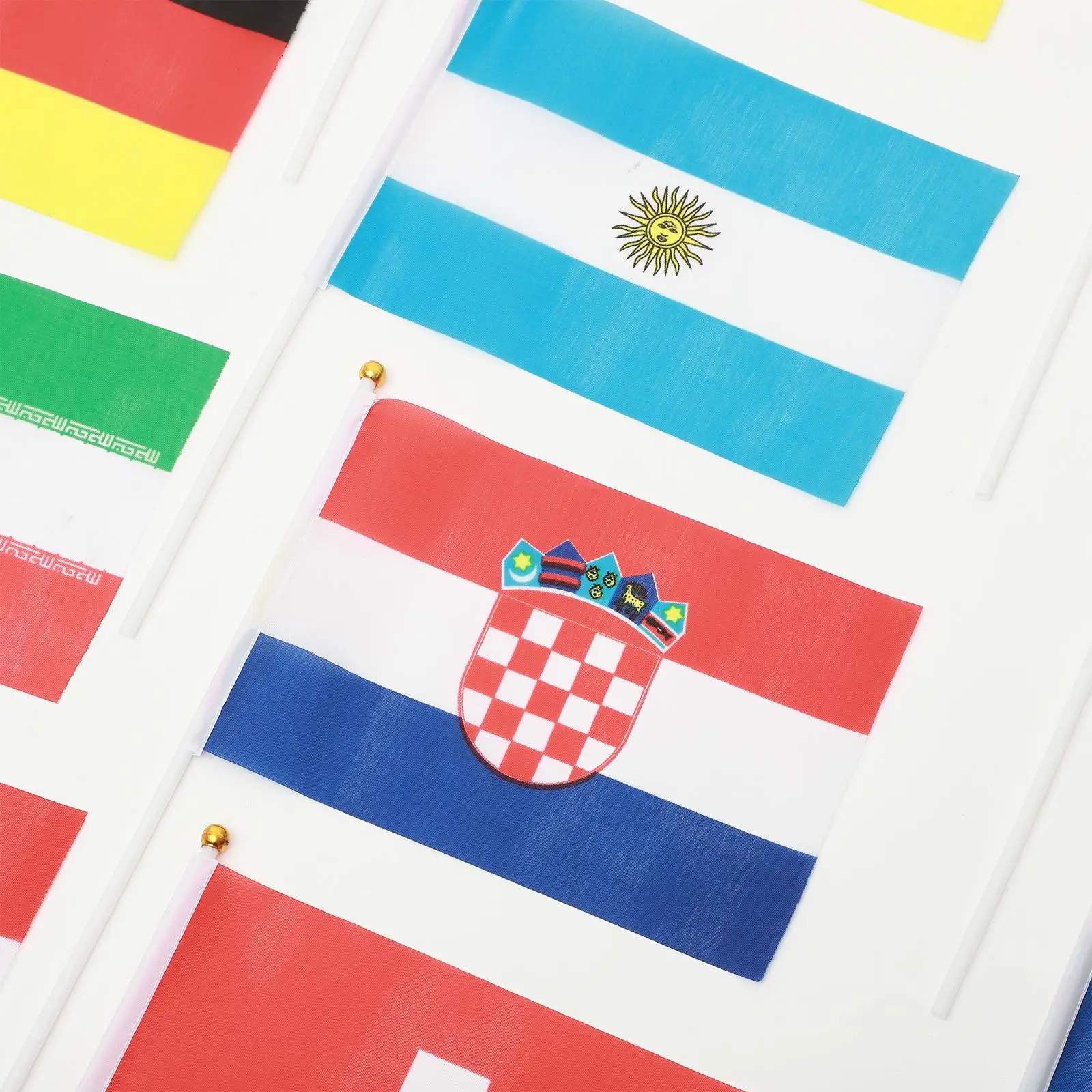 32pcs Hand Waving Flags Polyester Perfect for Party Sports Events Portable Mini Country Stick Flags Table Storage