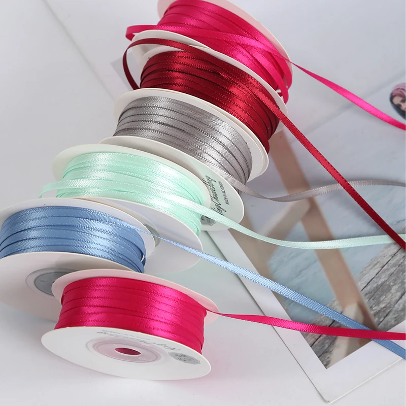 3mm High Quality Encryption Double-Sided Polyester Belt Ribbon Wedding Bow High-End Gift Packaging Satin Ribbon Ribbon