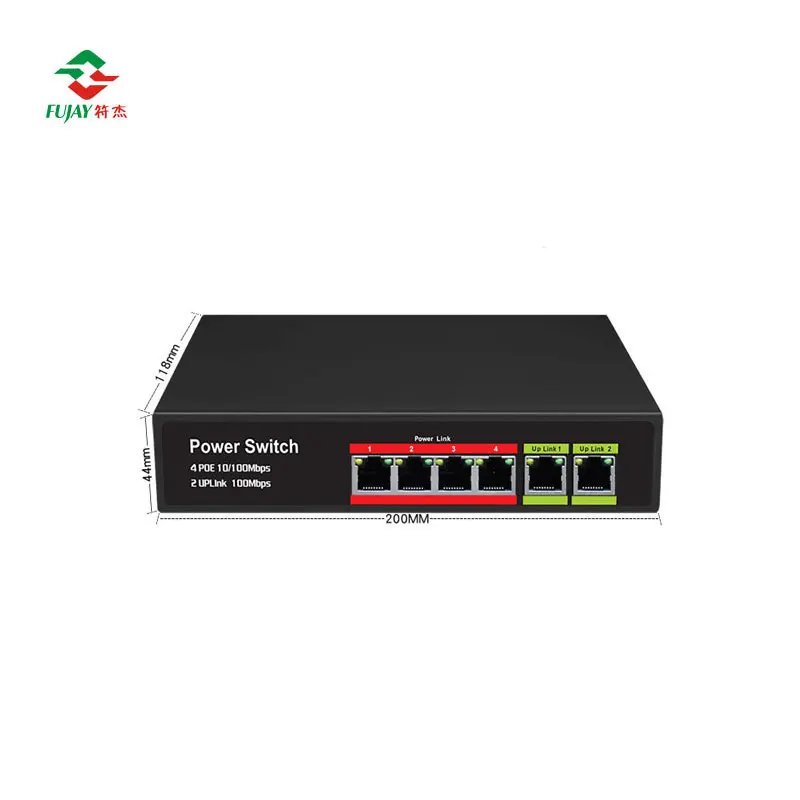 Ethernet switch 4 port poe 100 mbps switch managed 2 Port RJ45 100Mbs Network POE Switch For IP Camera CCTV Camera System