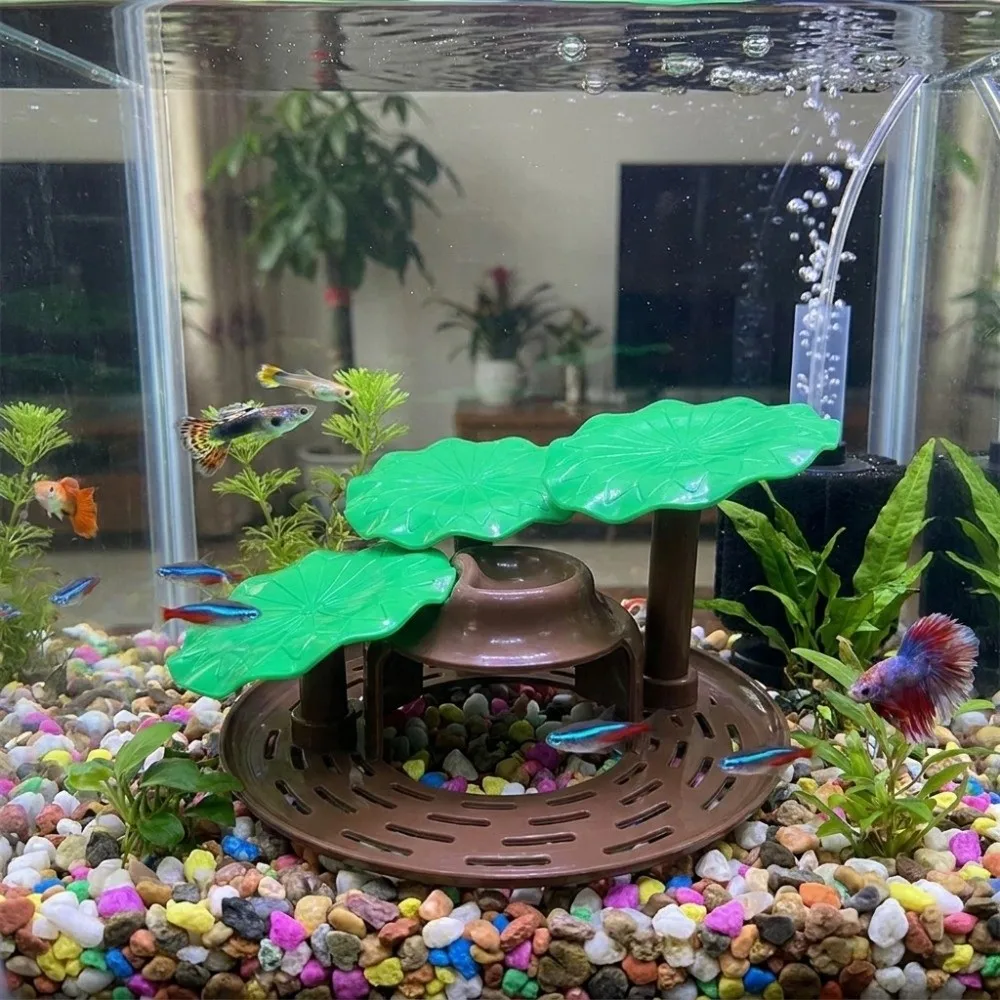 Multi-Functional Turtle Basking Platform Simulated Lotus Leaf Plastic Reptile Rest Hideout With Suction Cup Reptile Pet Shelter