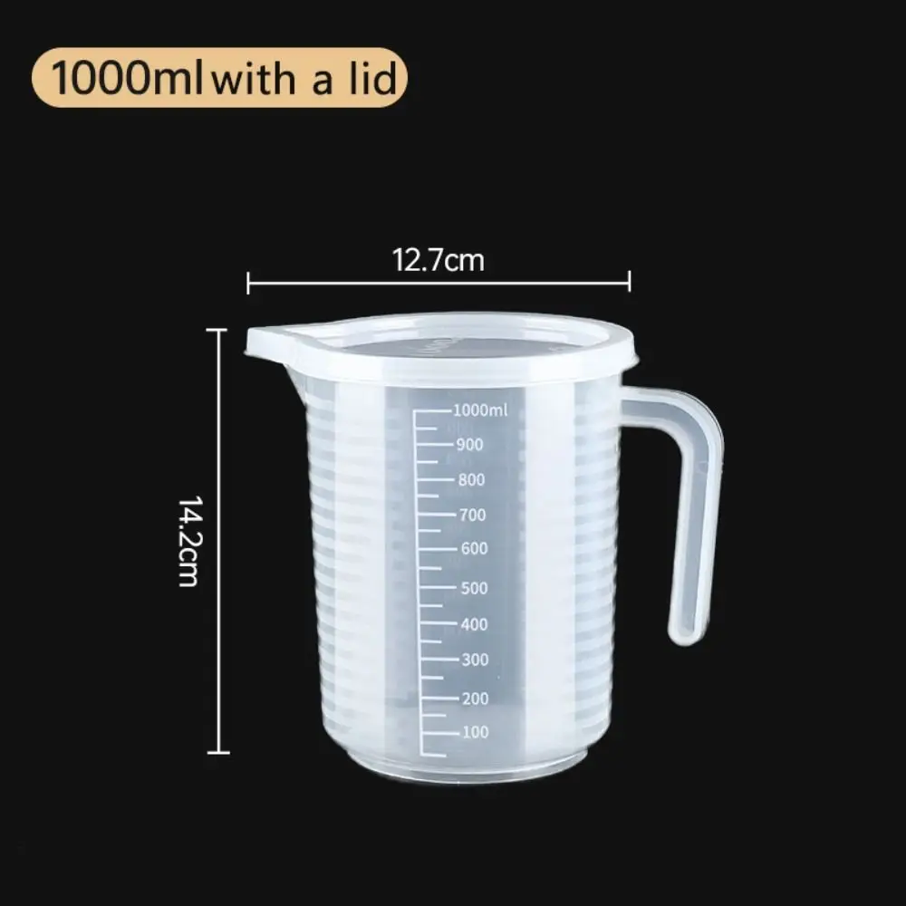 Clear Graduated Measuring Cup Plastic Scale Laboratory Beaker with Lid Large Capacity Transparent Mixing Cup Kitchen Baking