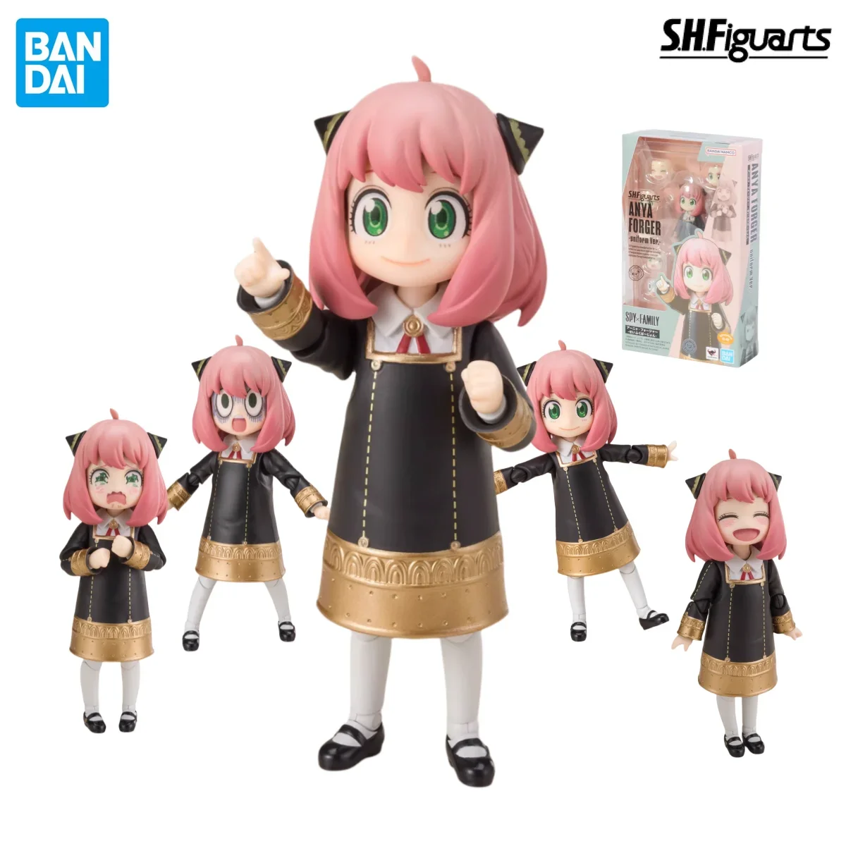 

В наличии BANDAI S.H.Figuarts SPY×FAMILY Anya Forger Uniform Ver Фигурки аниме Фигурка Kawaii Съемная игрушка для лица Подарки