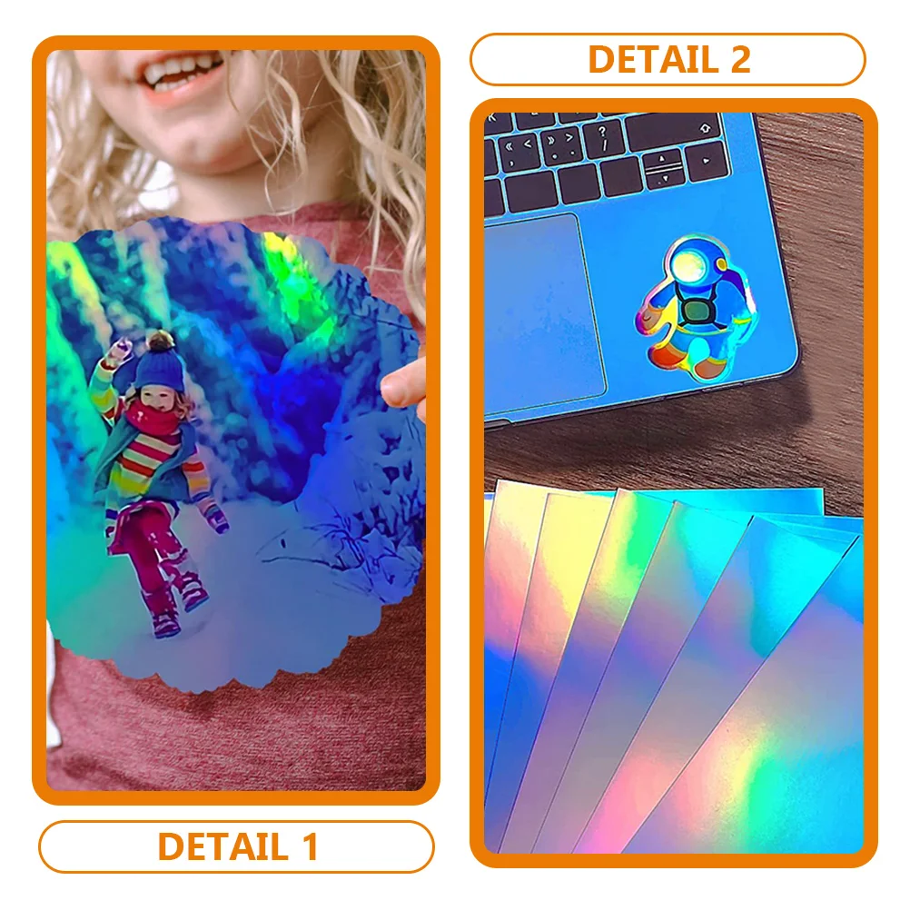 20 Sheets Holographic Self-adhesive Paper A4 Printing Stickers Colorful Fantasy Aluminum Foil Full-color Cardboard